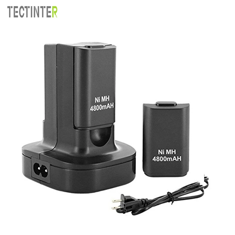 

High Quality Black Dual Charger Base & 2 Rechargeable Battery 4800mAh For Xbox 360 Controller