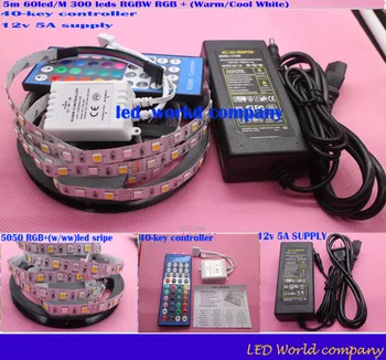 

5m 60led/M 300 leds SMD 5050 Mixed Color RGBW RGB + (Warm/Cool White) RGBWW RGBCW LED Strip 5pin DC12V IP30