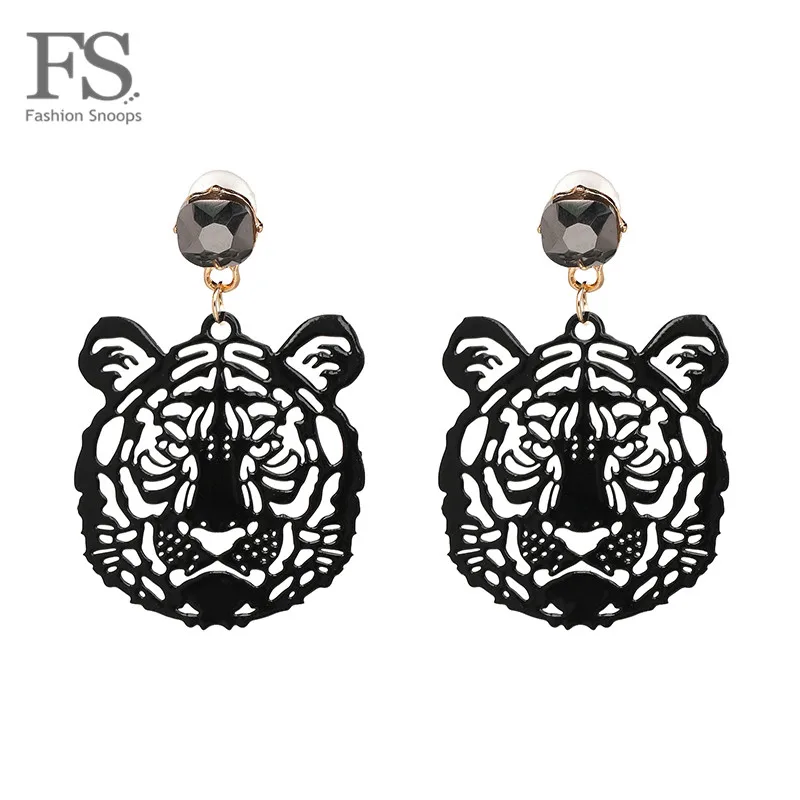 

FASHIONSNOOPS Hot Brand 2018 Drop Tiger Head Earrings Resin Big Earring Large Brinco Ear Accessories Oorbellen Grils Party Gift