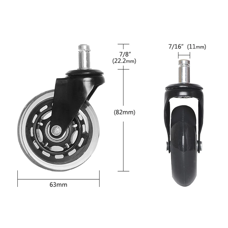 

2.5Inch Universal Wheel Chair Swivel Casters Replacement Roller for Home Office Chairs Furniture AI88