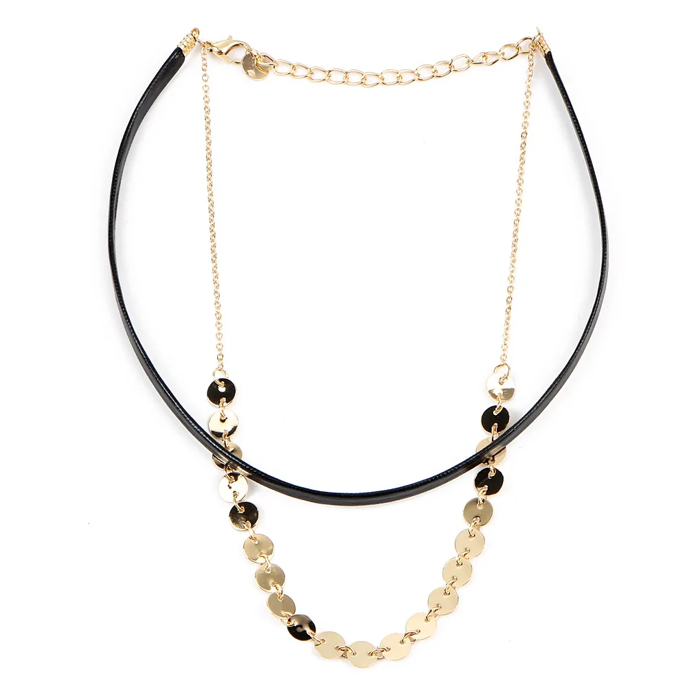 Steampunk 2 Слоя Черный Лента Chocker Ожерелье Женщины Ювелирные Изделия Нагрудник Колье