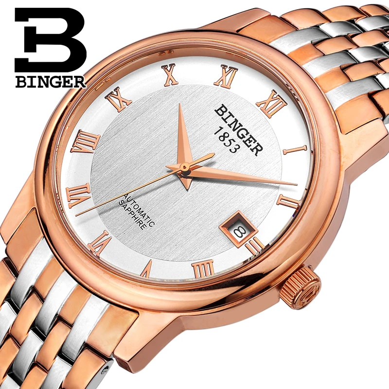 

New Switzerland Watch Men Auto Mechanical Binger Role Luxury Brand Men Watches Skeleton Sapphire Male Clock Waterproof B653