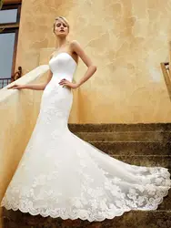 Robe de Mariage 2019 Сексуальная спинки кружево Русалка свадебное платье с длинным шлейфом Ziper сзади Свадебные платья Vestido de Noiva