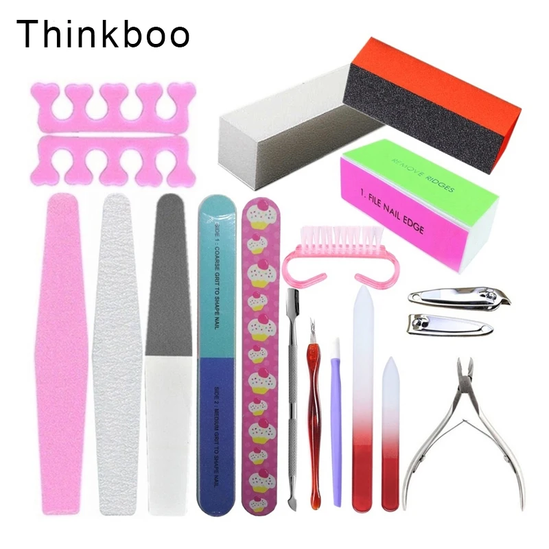 

18pcs/set DIY Nail Art Tool Sponge Filing Cuticle Pusher Remover Nail Care Nail File Sanding Tip for Manicure Pedicur YY-0263