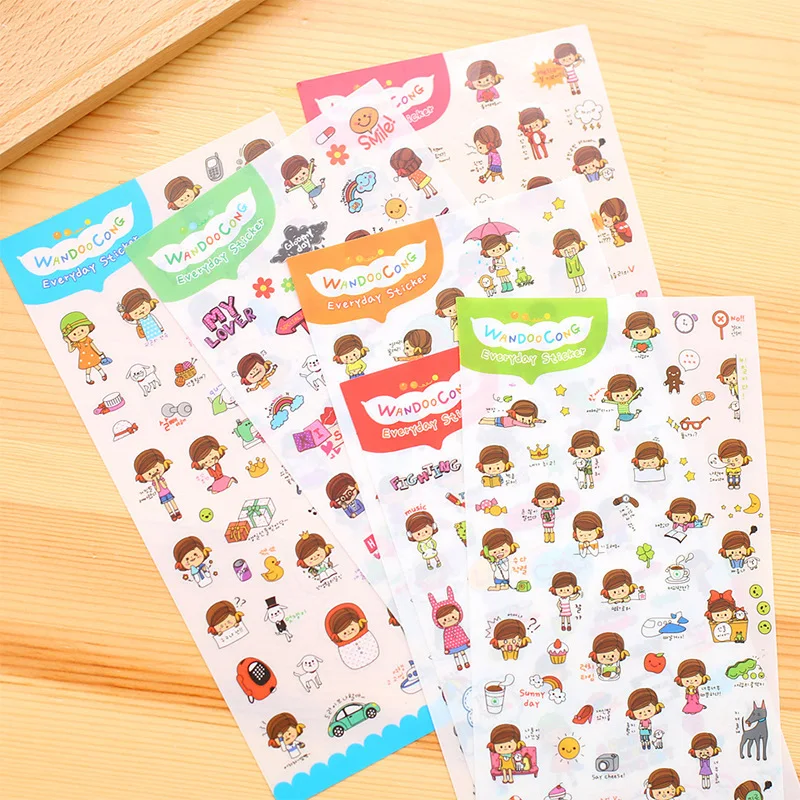 6 PCS Cute My Happy Life Decorative Stickers PVC Transparent Diary Album Mobile Phone Notebook DIY Children Stationery | Канцтовары для
