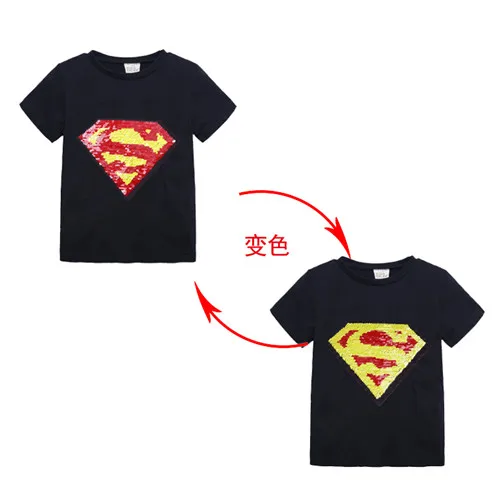 Детская футболка для мальчиков и девочек, футболка с блестками «Человек-паук», «Капитан Америка», модные детские футболки, детская летняя одежда, SC162 - Цвет: 009