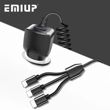 Автомобильное зарядное устройство EMIUP USB для мобильного телефона IPhone X 7 XS Max, автомобильное зарядное устройство Micro usb type C, зарядка для samsung Xiaomi huawei 3 в 1