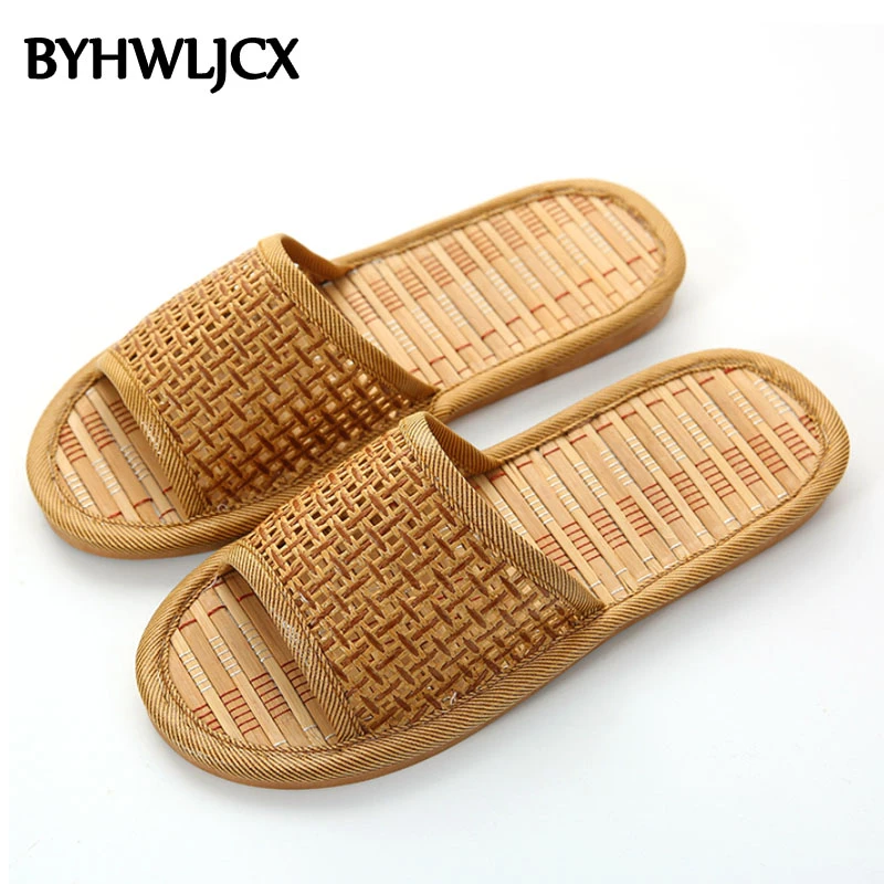 Zapatillas de verano para mujer, suela de EVA con estera de bambú, sandalias  unisex, chanclas planas antideslizantes para el hogar, zapatos de playa de  marca para mujer|Zapatillas| - AliExpress