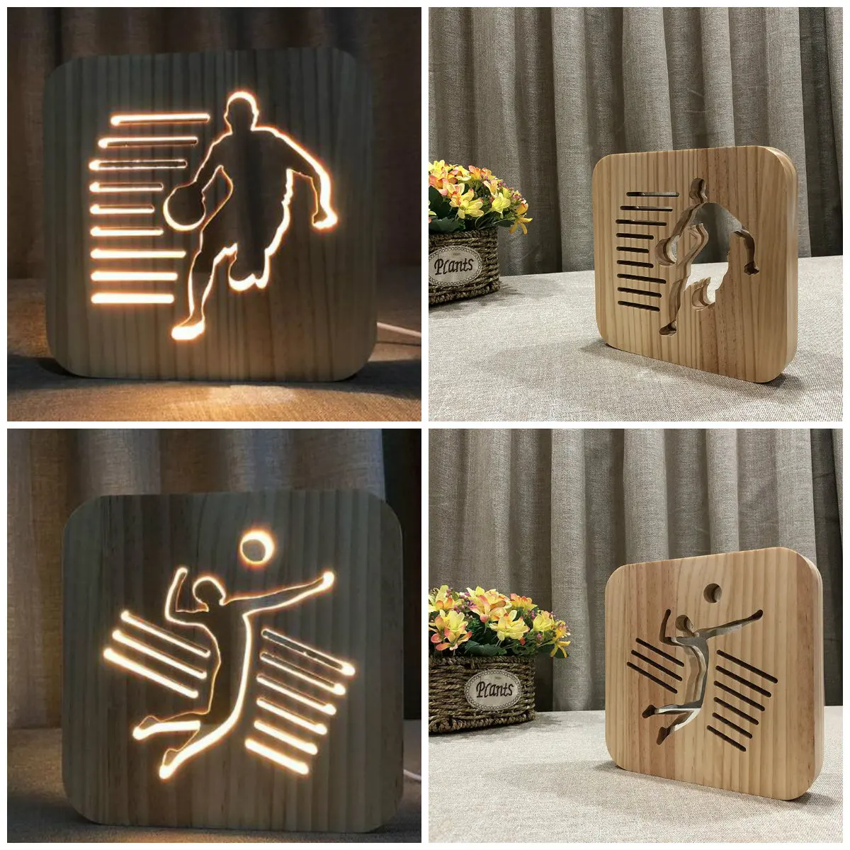 Спортивный декоративный ночник Деревянный 3D Ночник DIY настраиваемая лампа для