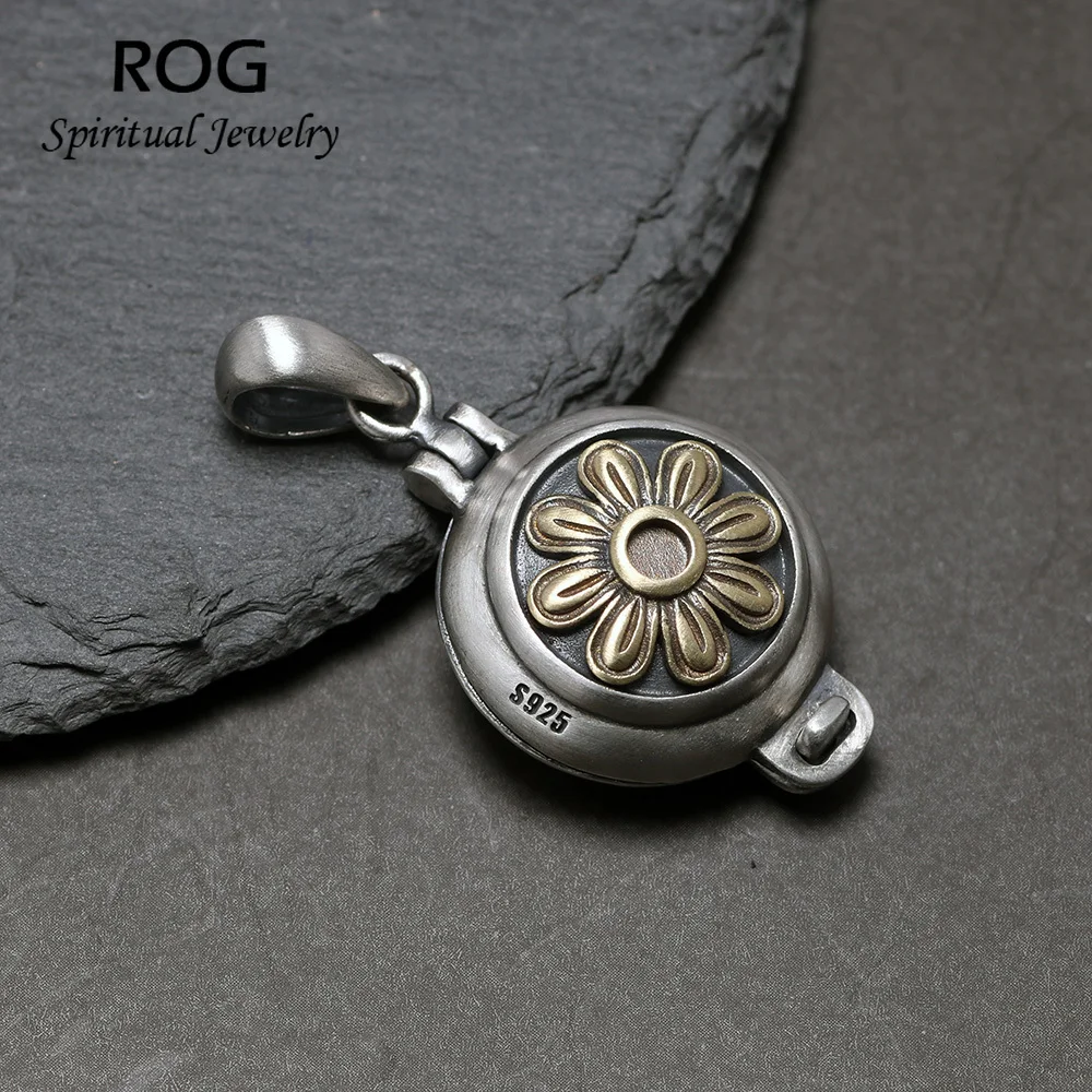

925 Sterling Silver Floating Locket Pendant Antique Openable Shurangama Mantra Pendants For Women Tibetan Buddhism Jewelry