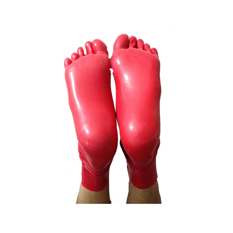 

Latex Socks Women Or Men Red Five Finger Sexy 0.4mm Size S-XL
