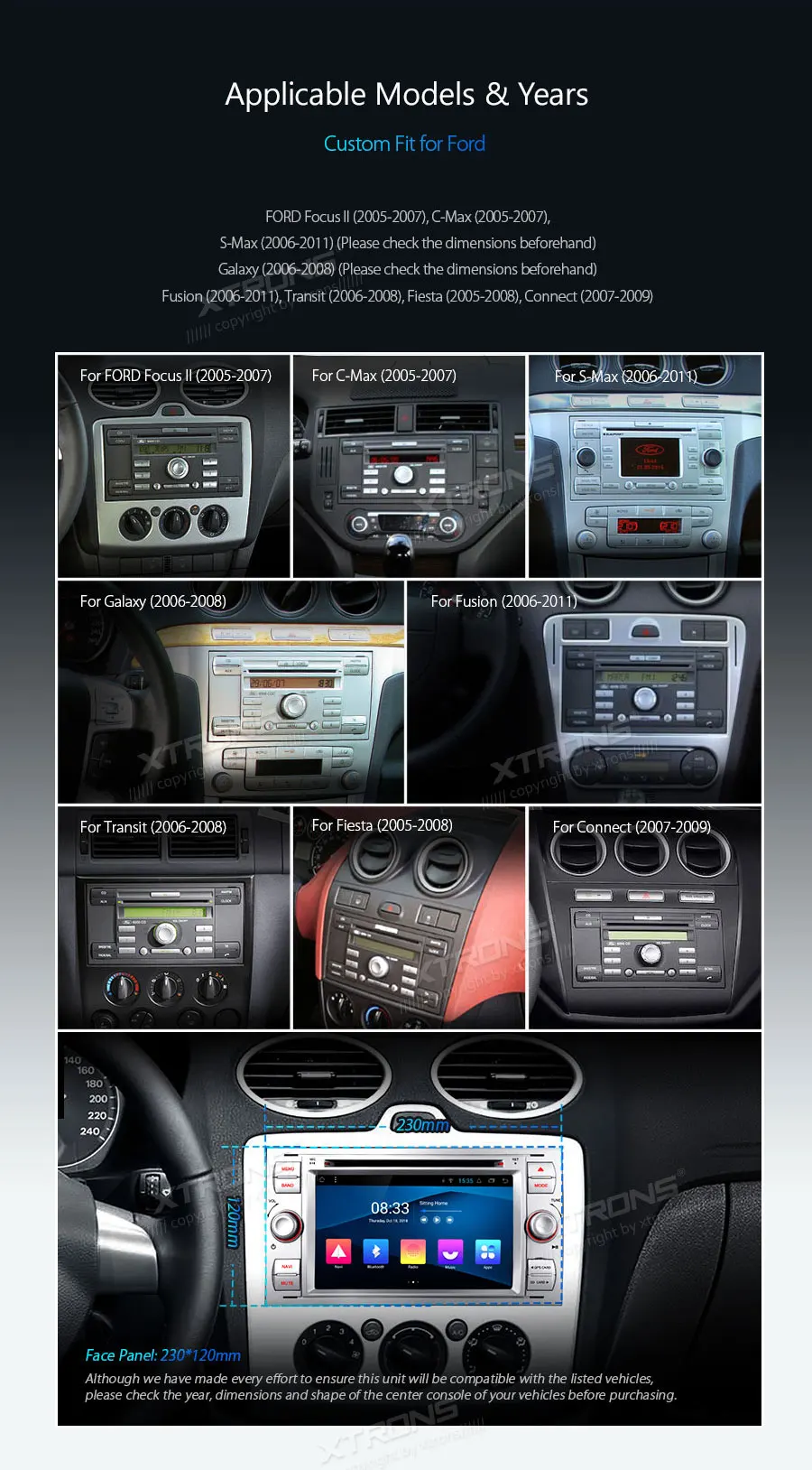 Excellent XTRONS 7" Android 8.1 Quad Core GPS Navigation System for FORD Focus II C-Max S-Max Galaxy Fusio RCA GPS Navigation OBD DAB WIFI 1