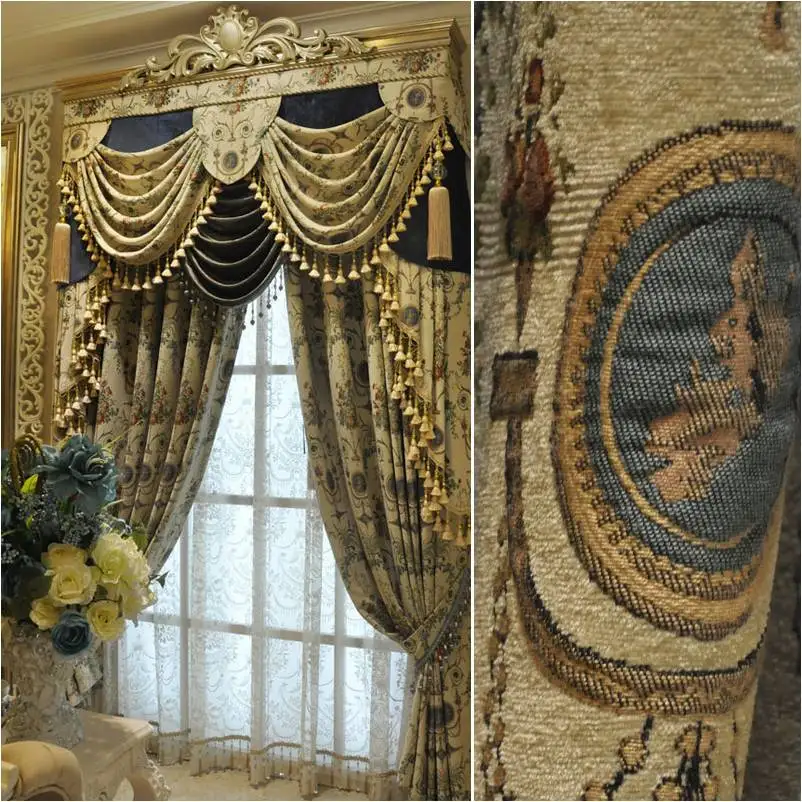 Custom curtains France and Europe luxury bedroom parlor chenille upscale thickening cloth