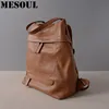 Sac à dos femme en cuir véritable sacs pour filles école sac à dos marron sac à dos mode cuir de vache souple femmes sacs à bandoulière fourre-tout ► Photo 1/6