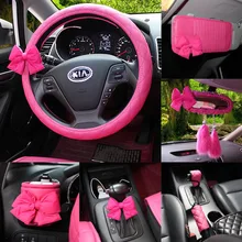 Сексуальный розовый бант для салона автомобиля рулевое покрытие зеркало заднего вида крышка сиденья обивка ремней подголовник автомобиля ручные тормоза ручки