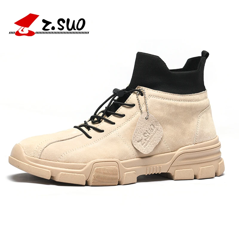 

Z.SUO 2019 New Brand Style Soft Pigskin Men's Ankle Boots High Quality Genuine Leather Tooling Boots Autumn Men Short Boots