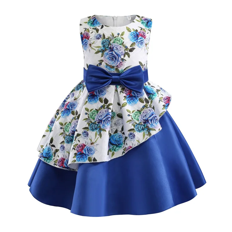 Платье для девочек праздничное платье принцессы с принтом детская одежда с розами свадебное праздничное платье для девочек летняя детская одежда с юбкой-пачкой для маленьких девочек - Цвет: as a picture