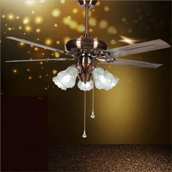 

52" European Classical Copper Iron Leaf Led E27*5 Ceiling Fan Light for Dining Room Living Room Bedroom Deco 1587