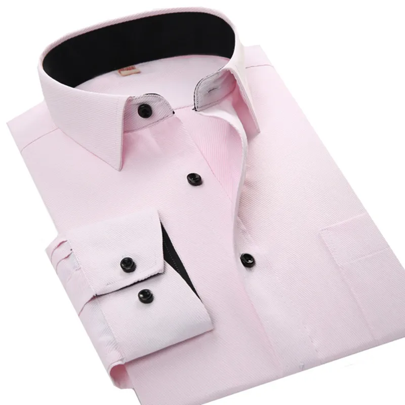 الأساسية مكتب العمل اللباس قميص الرجال طويلة الأكمام بلون أبيض أسود الوردي الأزرق الأحمر الذكور قمصان Camisa الغمد الاجتماعية أوم