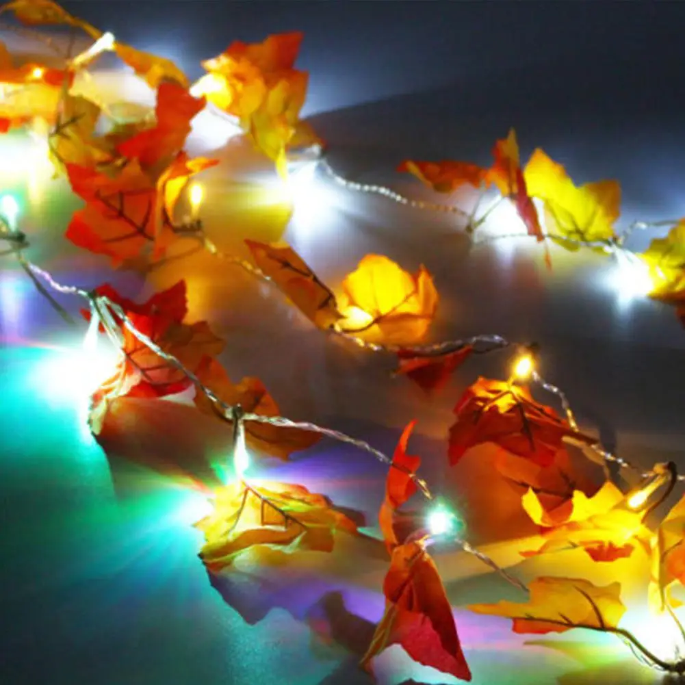 1,65 м светодиодный светящийся кленовый лист, осенние листья, гирлянда, гирлянда, на День Благодарения, для рождественской вечеринки, Декор, свадебное, домашнее, внутреннее украшение