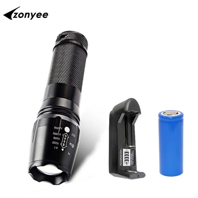 

Zonyee XM-L T6 Flashlight Zoomable Torch Lamp Flash Light 4000 lumens LED Tratical Flashlight By 26650/18650 Battery Hand