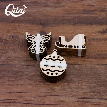 

QITAI 36pieces Butterflies floating in the carriage Nature Wood Color DIY Scrapbooking for children Craft Christmas Gift WF113