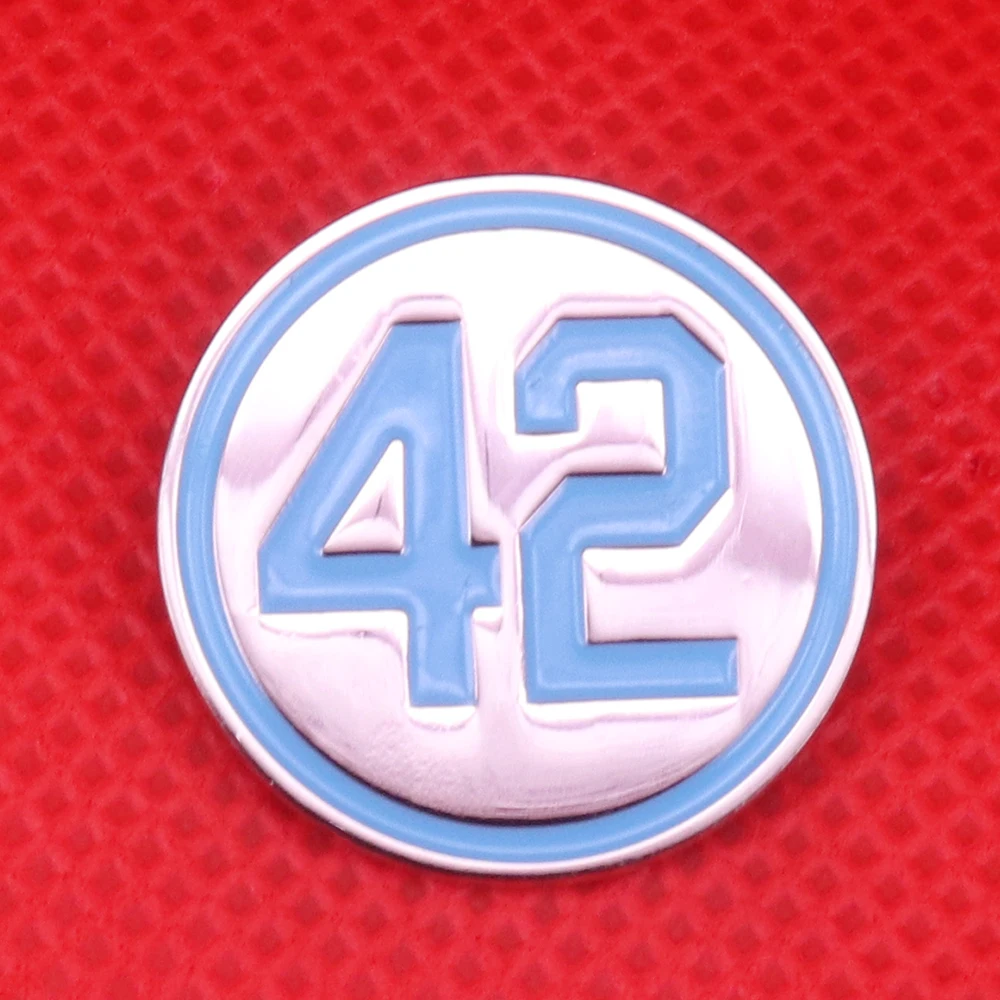 

42 enamel pin silver blue number forty two brooch honoring baseball's barrier breaker badge tie collector pins gift