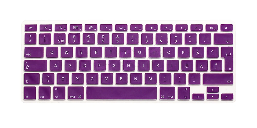 HRH 100 шт ультра-тонкий шведский силиконовый гелевый Чехол для клавиатуры ЕС/Великобритании Защитная пленка для MacBook Air Pro retina 13 15 17 - Цвет: Purple