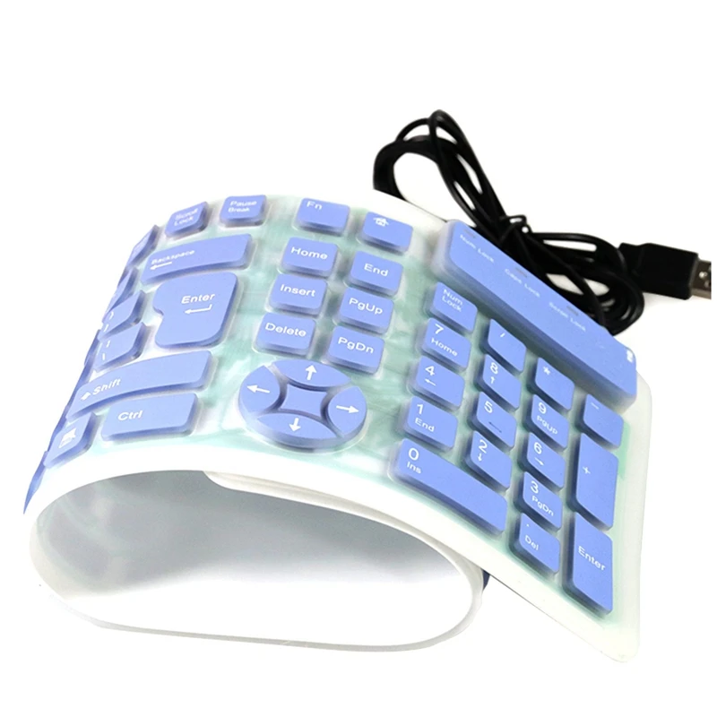 Английская модель 107 ключей Бесшумная силиконовая складная клавиатура водостойкая Usb Проводная портативная клавиатура для планшетный ПК с