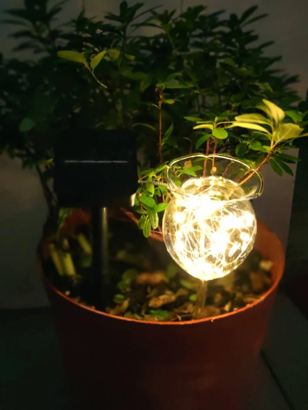LED solar lights Self Watering Aqua Globes Glass Automatic Plant Water Bulb Flower Decorative Plant fill light