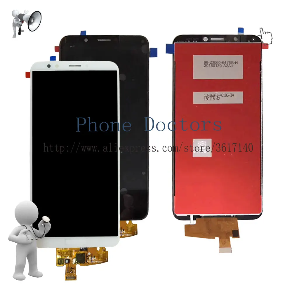 

5.99'' Full LCD Display + Touch Screen Digitizer Assembly + Frame Cover For Huawei Honor 7C LND-AL30 ; Black / White ; New