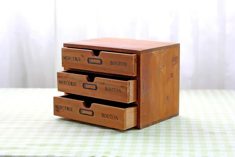 Винтажная деревянная коробка для хранения с 3 ящиками ремесла имитировать античный креативный шкаф для хранения ювелирных изделий чехол для коллекции декора
