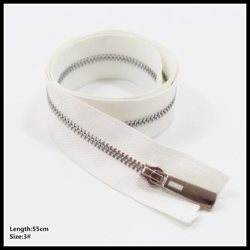 High quality 55cm 3 5pcs/lot white Metal Zipper for Sewing zip Garment