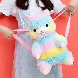 Аниме Радуга Белый Альпака Kawaii Плюшевые Рюкзак Красочные Arpakass Peluche куклы детей подарок на день рождения 16 "см 40 см