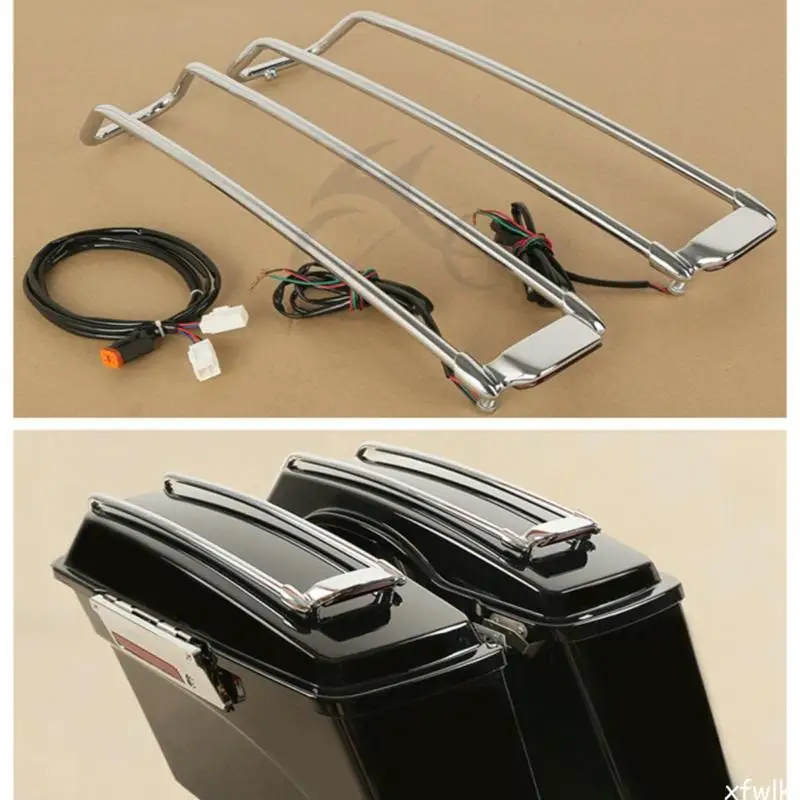 TCMT Chrome Black Saddlebag Lid Top Rail For Harley Touring Road King