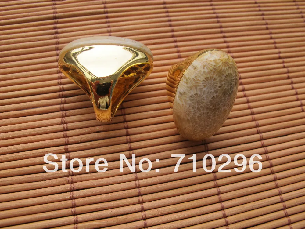 

Amazing!! Gem Ring Stone Ring Natural Coral fossil Stone Ring 3pcs/lot