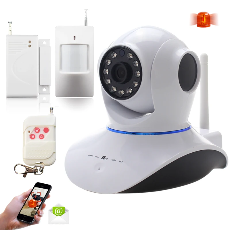  High Quality Wireless Pan Tilt 720P Security Network CCTV IP Camera WIFI Webcam+door sensor+ infrared sensor+ remote control 
