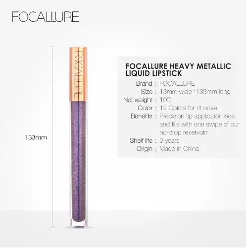 FOCALLURE 12 unids/лот Symphony Хамелеон блеск для губ Алмазный жемчуг матовая