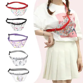 

Summer Fanny Women Waist Pack Transparent Bag Cartoon Chest Bags Flamingo Horse Shoulder Bag For Teenager Girls Waterproof
