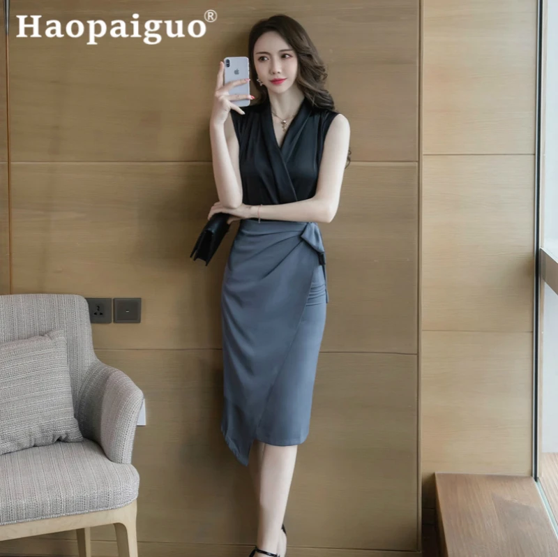 

2019 Summer 2 Piece Sets Women's Shirt Tops and Casual Bodycon Vintage Dress Outfit Sportswear Two Pieces Tracksuit Streetwear