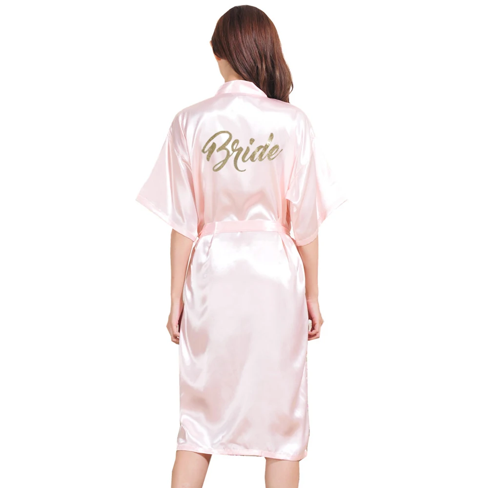 

Large Size S-3XL Gold Letter Bride Bridesmaid Get Ready Robes Bridal Party Gifts Bathrobe Dressing Gowns For Women