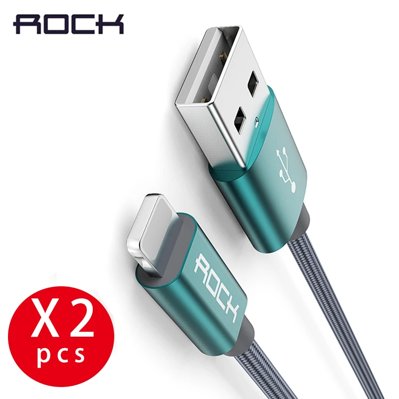 ROCK 2 шт 1,8 м Дата USB кабель для iPhone 5S металлический сплав нейлоновая оплетка 2A Быстрая зарядка кабель для iPhone X 8 7 6 6 S шнур 2 упаковки