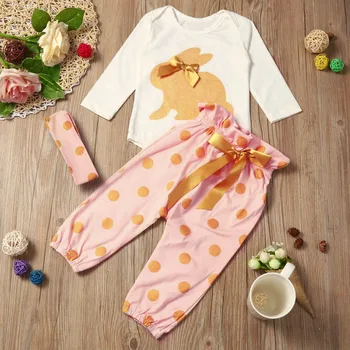 

Newborn Infant Baby Daddy Girl Romper Tops+Dot Pants+Headband Outfits Clothes Set Ubranka Dla Niemowlat Baby Clothes Summer