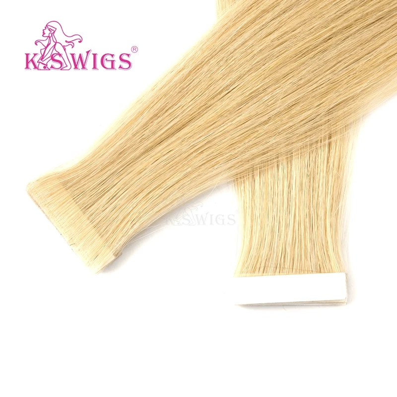 K.S WIGS 16'' 20'' 24'' Straight Hand Tied Tape In Remy Hair Extensions Double Drawn PU Skin Weft Human Hair 80pcs