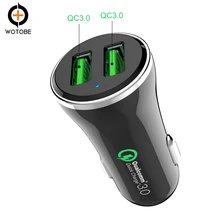 Новейшее изобретение WOTOBE новые продукты 36 Вт Высокая мощность два порта QC3.0 автомобильное зарядное устройство usb для мобильного телефона