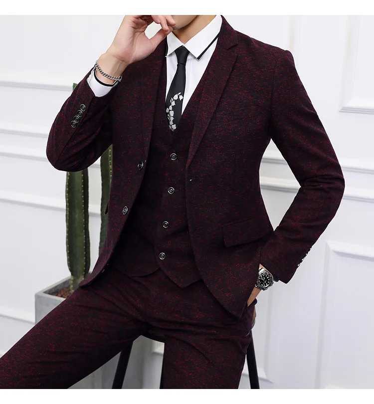 Британский модный тонкий шерстяной костюм/костюм из 3 предметов, большой размер 6XL, Модный деловой повседневный костюм, Банкетный Свадебный тренд, мужская одежда