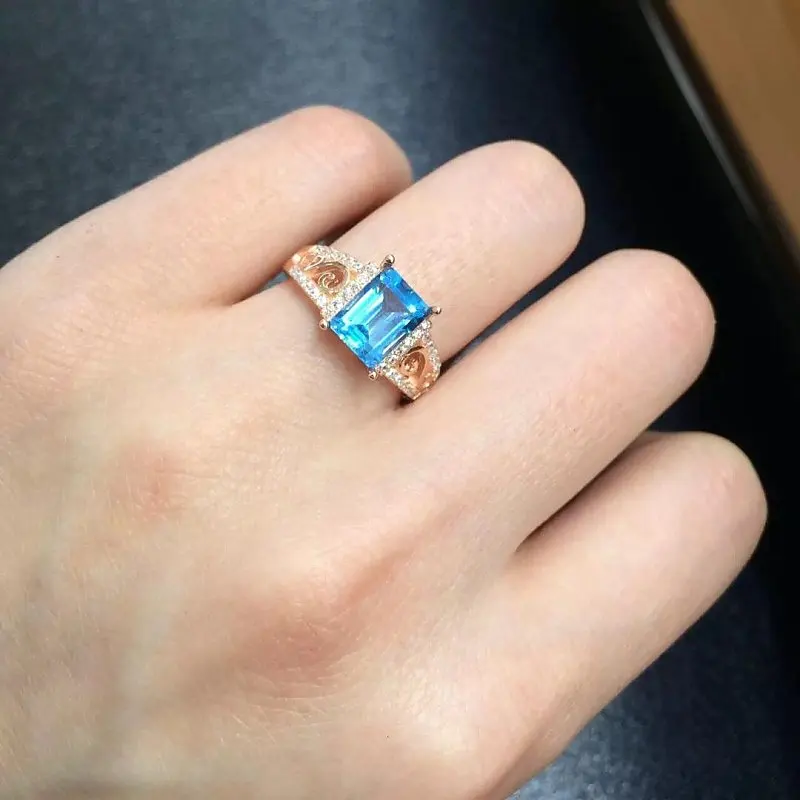 

2017 Anillos Qi Xuan_Blue Stone Fashion Jewelry Rings_Finger Rings_Rose Gold Color Blue Stone Rings_Manufacturer Directly Sales
