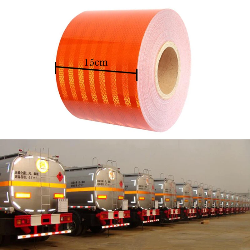 

15cm X10m Super-grade microprism orange with 15CM wide orange reflective strip tanker reflective stickers
