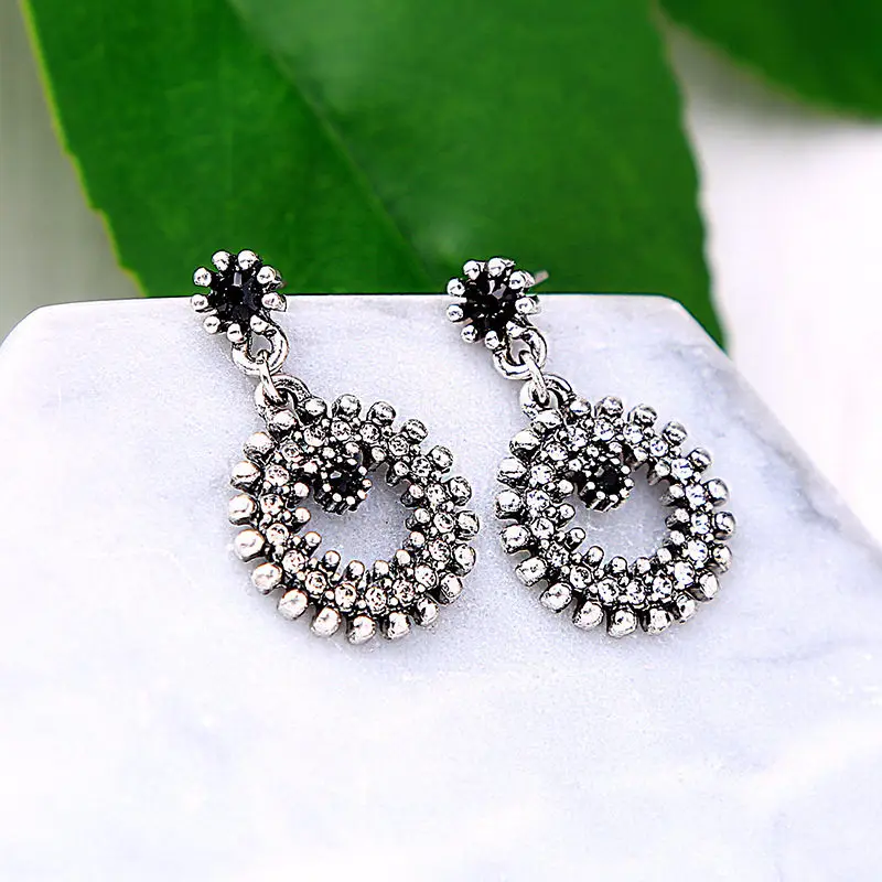 LUBOV Fashion Crystal Opal Stone Earrings Rhinestone Inlaid Geometric Gold Color Metal Women Wedding Jewelry 2019 New | Украшения и