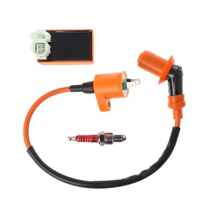 

New 1 Set Motorcycle Racing Performance CDI & Ignition Coil & Spark Plug Kit For GY6 50CC 125CC 150CC Motorbike Accessories
